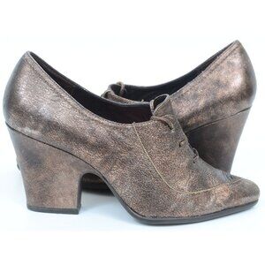 Aerosoles Bronze Oxford Lace Up Pointy Toe Victorian Heels Pumps Retro Women's 7